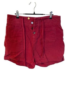 Sundance High-Waist pink Gauze Button-Front Drawstring Shorts